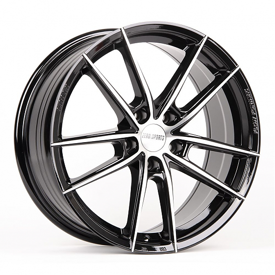 Литые диски 80750 ZERO 2239-DS191 18 J8 ET40 5x108 73.1 чёрный глянцевый + полированные спицы: Фото 3