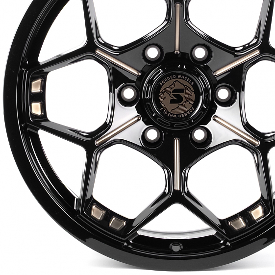 Кованые диски H260527E SKILL SV310-CS382 18 J9 ET15 6x139.7 106.1 чёрный глянцевый + полировка + тём: Фото 2