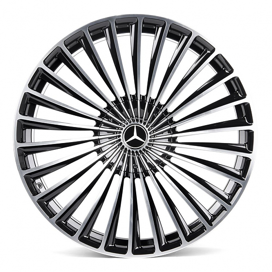 Кованые диски 230610HR SV017-SL100 22 J11.5 ET47 5x112 66.6 чёрный + полированные спицы: Фото 1
