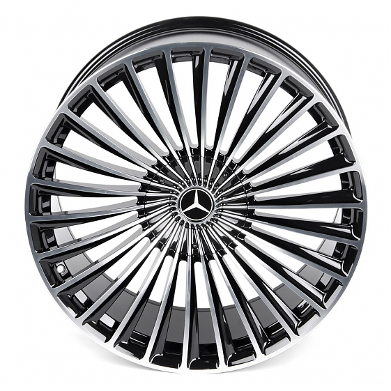 Кованые диски 230610HR SV017-SL100 22 J11.5 ET47 5x112 66.6 чёрный + полированные спицы: Фото 3
