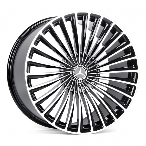 Кованые диски 230610HR SV017-SL100 22 J11.5 ET47 5x112 66.6 чёрный + полированные спицы: Фото 4