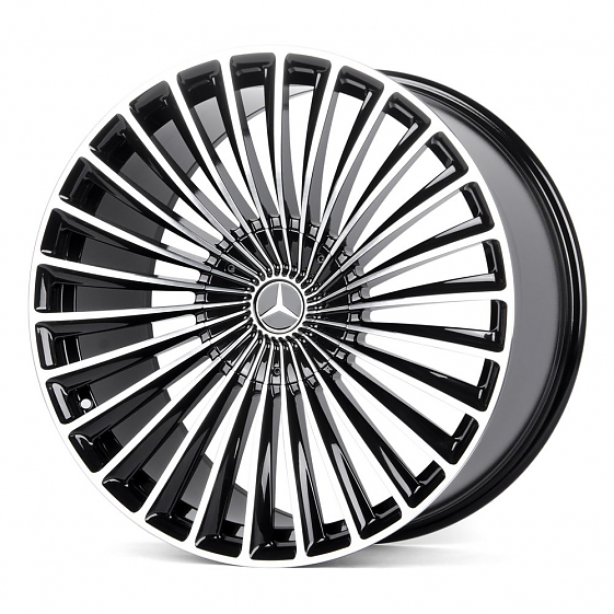 Кованые диски 230610HR SV017-SL100 22 J11.5 ET47 5x112 66.6 чёрный + полированные спицы: Фото 5