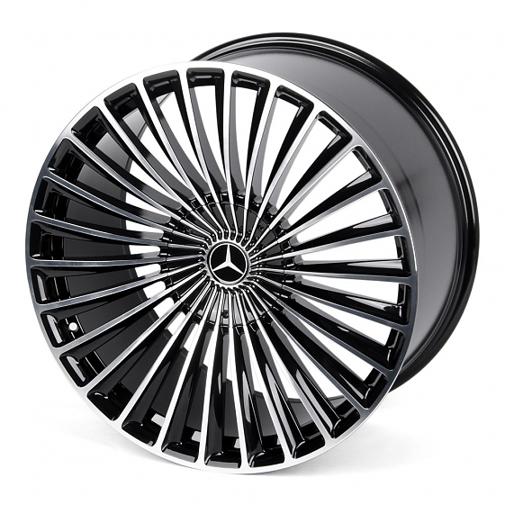 Кованые диски 230610HR SV017-SL100 22 J11.5 ET47 5x112 66.6 чёрный + полированные спицы: Фото 6