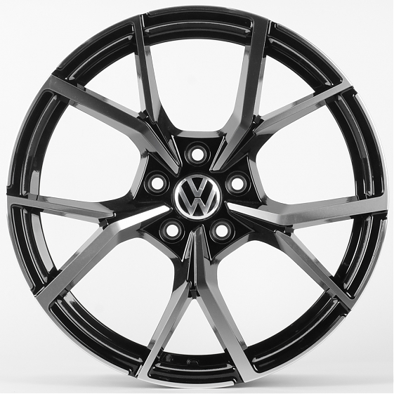 Литые диски 82370 Volkswagen IVF3112 19 J8 ET38 5x112 57.1 чёрный глянцевый + полированные спицы: Фото 1