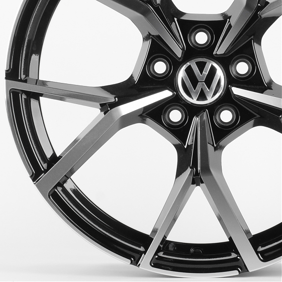 Литые диски 82370 Volkswagen IVF3112 19 J8 ET38 5x112 57.1 чёрный глянцевый + полированные спицы: Фото 2