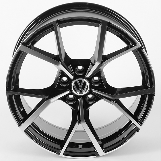 Литые диски 82370 Volkswagen IVF3112 19 J8 ET38 5x112 57.1 чёрный глянцевый + полированные спицы: Фото 3