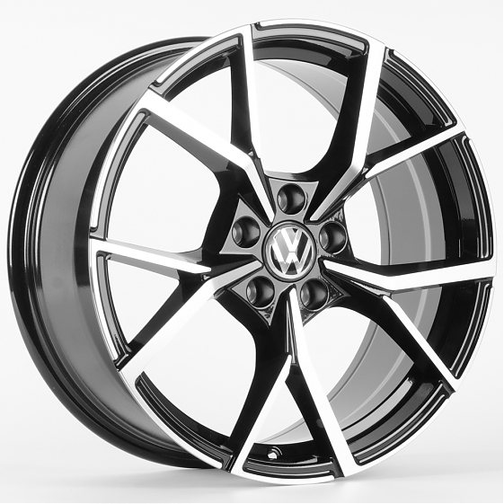 Литые диски 82370 Volkswagen IVF3112 19 J8 ET38 5x112 57.1 чёрный глянцевый + полированные спицы: Фото 4