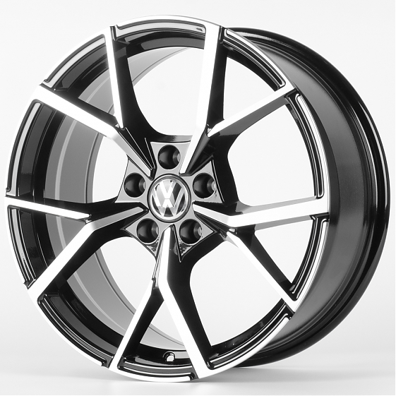 Литые диски 82370 Volkswagen IVF3112 19 J8 ET38 5x112 57.1 чёрный глянцевый + полированные спицы: Фото 5