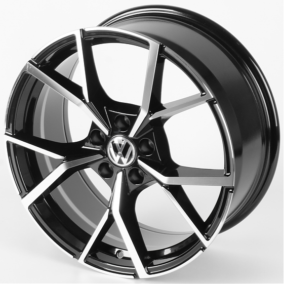 Литые диски 82370 Volkswagen IVF3112 19 J8 ET38 5x112 57.1 чёрный глянцевый + полированные спицы: Фото 6