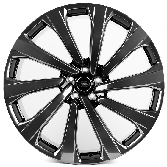Кованые диски H231102M SL1003-DS245 23 J9.5 ET42.5 5x120 72.6 чёрный глянцевый + полированные спицы : Фото 1