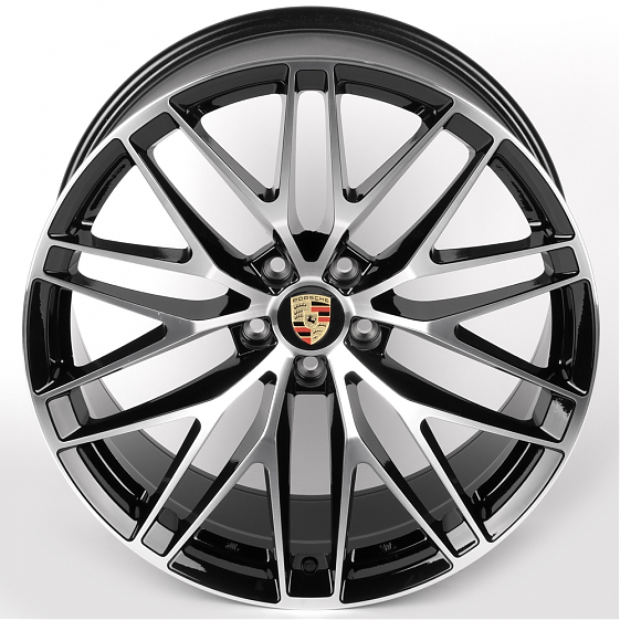 Литые диски 81858 Porsche IVF-3086-CT526 20 J10 ET19 5x112 66.5 чёрный глянцевый + полированные спиц: Фото 3
