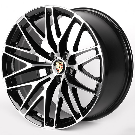 Литые диски 81858 Porsche IVF-3086-CT526 20 J10 ET19 5x112 66.5 чёрный глянцевый + полированные спиц: Фото 5