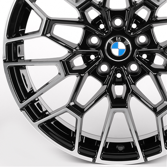 Литые диски 81886 BMW IVF-3209-DS331 18 J9 ET35 5x112 66.56 чёрный глянцевый + полированные спицы: Фото 2