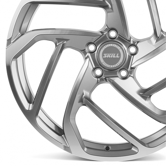Кованые диски H231104A SKILL SL216-SL086 21 J9 ET45.5 5x120 62.5 графит глянцевый + полированные спи: Фото 2