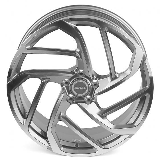 Кованые диски H231104A SKILL SL216-SL086 21 J9 ET45.5 5x120 62.5 графит глянцевый + полированные спи: Фото 3