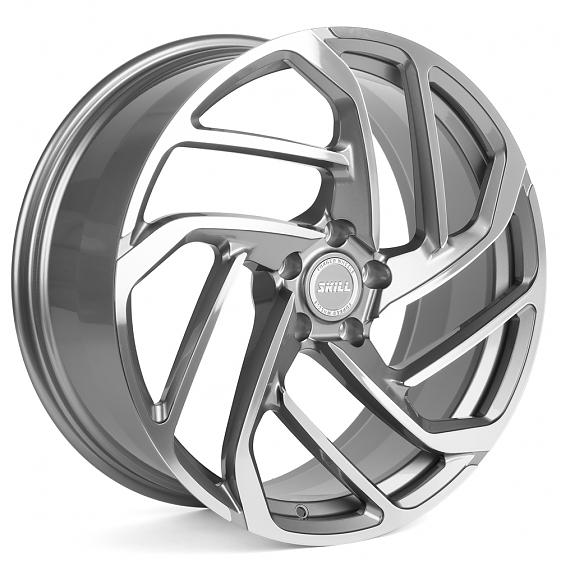 Кованые диски H231104A SKILL SL216-SL086 21 J9 ET45.5 5x120 62.5 графит глянцевый + полированные спи: Фото 4