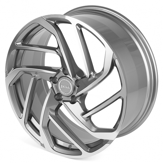 Кованые диски H231104A SKILL SL216-SL086 21 J9 ET45.5 5x120 62.5 графит глянцевый + полированные спи: Фото 5