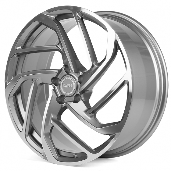 Кованые диски H231104A SKILL SL216-SL086 21 J9 ET45.5 5x120 62.5 графит глянцевый + полированные спи: Фото 6