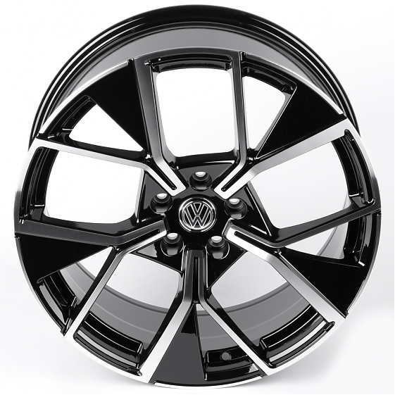 Литые диски 82532 Volkswagen F9010 19 J8.5 ET40 5x112 57.1 чёрный глянцевый + полированные спицы: Фото 3
