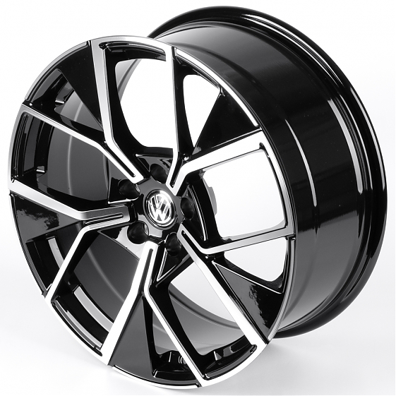 Литые диски 82532 Volkswagen F9010 19 J8.5 ET40 5x112 57.1 чёрный глянцевый + полированные спицы: Фото 6
