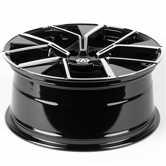 Литые диски 82532 Volkswagen F9010 19 J8.5 ET40 5x112 57.1 чёрный глянцевый + полированные спицы: Фото 7