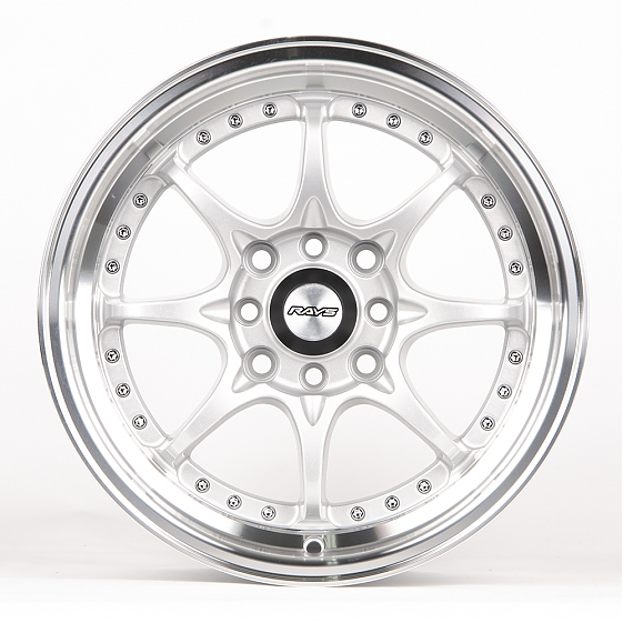 Литые диски 80470 Rays 1816-SK134 15 J6.5 ET35 4x100/4x114.3 56.6 серебро + полированный обод: Фото 1