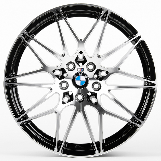 Литые диски 81083 BMW F0231-CS242 18 J8 ET35 5x120 72.6 чёрный глянцевый + полированные спицы: Фото 1