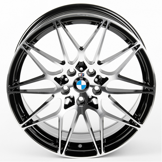 Литые диски 81083 BMW F0231-CS242 18 J8 ET35 5x120 72.6 чёрный глянцевый + полированные спицы: Фото 3