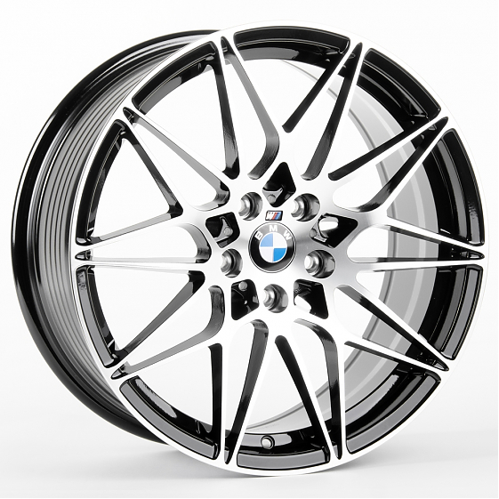 Литые диски 81083 BMW F0231-CS242 18 J8 ET35 5x120 72.6 чёрный глянцевый + полированные спицы: Фото 4