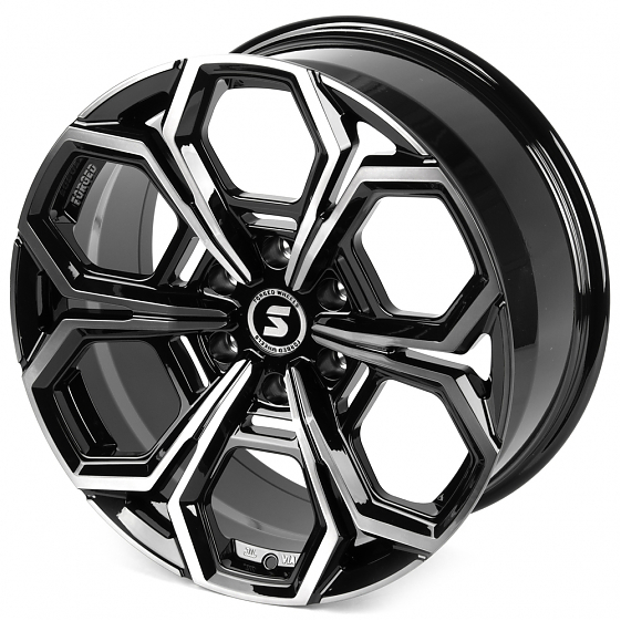 Кованые диски H241206Y SKILL SV111-SL221 20 J9 ET19 6x139.7 77.8 чёрный глянцевый + полированные спи: Фото 6