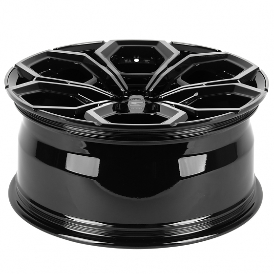 Кованые диски H241206Y SKILL SV111-SL221 20 J9 ET19 6x139.7 77.8 чёрный глянцевый + полированные спи: Фото 7
