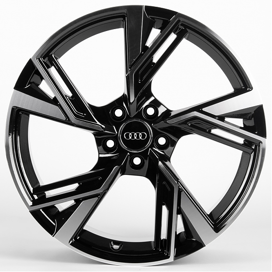 Литые диски 81514 Audi 5057X-SL064 19 J8.5 ET33 5x112 66.5 чёрный + полированные спицы: Фото 1