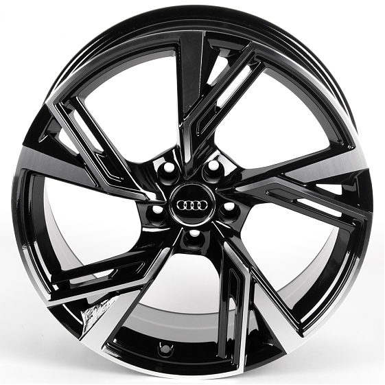 Литые диски 81514 Audi 5057X-SL064 19 J8.5 ET33 5x112 66.5 чёрный + полированные спицы: Фото 3
