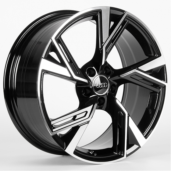 Литые диски 81514 Audi 5057X-SL064 19 J8.5 ET33 5x112 66.5 чёрный + полированные спицы: Фото 6