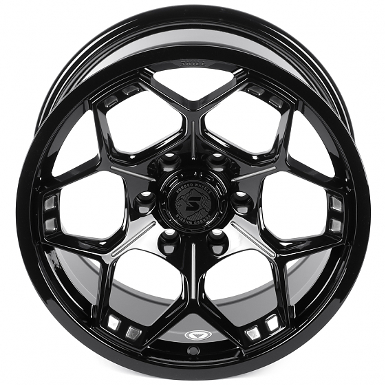Кованые диски H250830C SKILL SV310-CS382 18 J9 ET0 6x139.7 77.8 чёрный глянцевый + полированные спиц: Фото 3
