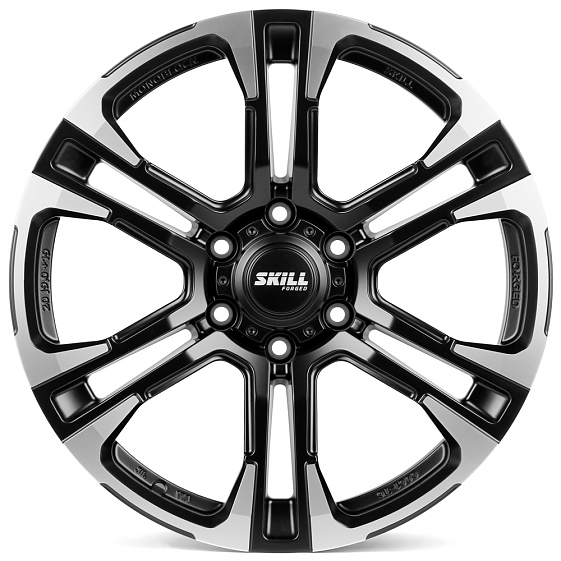 Кованые диски 230302S SKILL SV144-SL087 20 J9 ET19 6x139.7 106.1 черный + полированные спицы: Фото 1