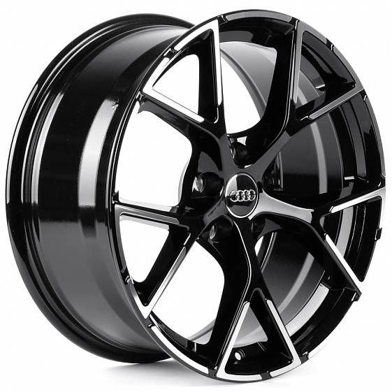 Литые диски 82367 Volkswagen IVF3491 18 J8 ET35 5x112 66.45 чёрный глянцевый + полированные спицы: Фото 4