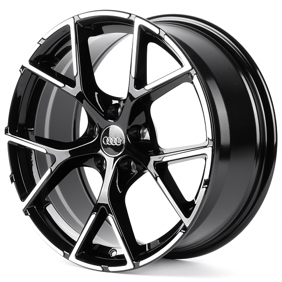 Литые диски 82367 Volkswagen IVF3491 18 J8 ET35 5x112 66.45 чёрный глянцевый + полированные спицы: Фото 5