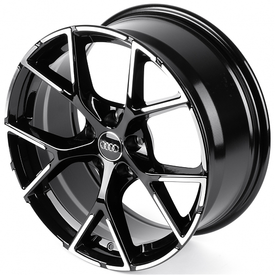 Литые диски 82367 Volkswagen IVF3491 18 J8 ET35 5x112 66.45 чёрный глянцевый + полированные спицы: Фото 6