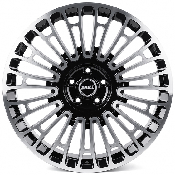Кованые диски H260130S SKILL SL009-SK363 22 J9 ET40 5x120 62.5 чёрный глянцевый + полированные спицы: Фото 1