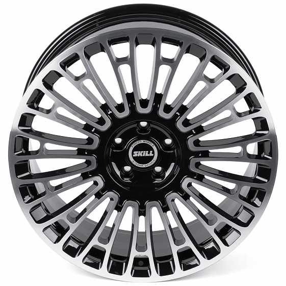 Кованые диски H260130S SKILL SL009-SK363 22 J9 ET40 5x120 62.5 чёрный глянцевый + полированные спицы: Фото 3