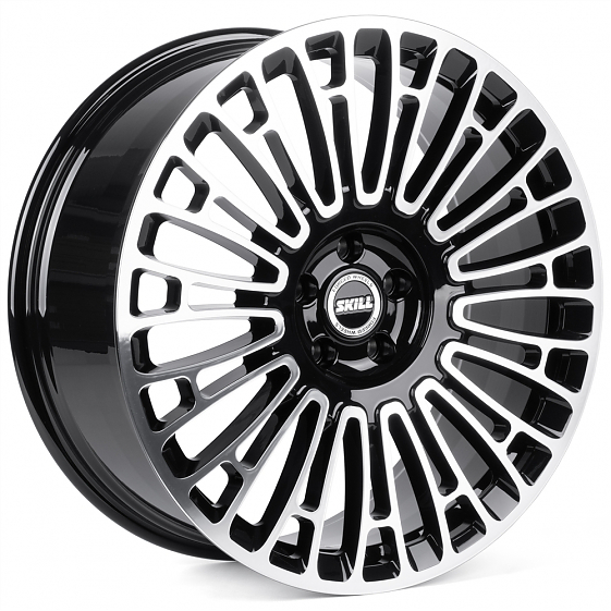 Кованые диски H260130S SKILL SL009-SK363 22 J9 ET40 5x120 62.5 чёрный глянцевый + полированные спицы: Фото 4