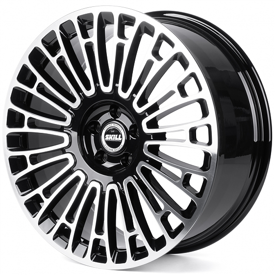 Кованые диски H260130S SKILL SL009-SK363 22 J9 ET40 5x120 62.5 чёрный глянцевый + полированные спицы: Фото 5