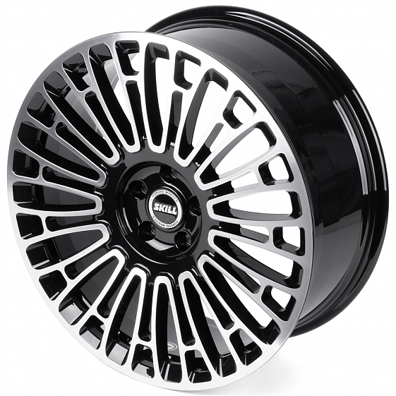 Кованые диски H260130S SKILL SL009-SK363 22 J9 ET40 5x120 62.5 чёрный глянцевый + полированные спицы: Фото 6