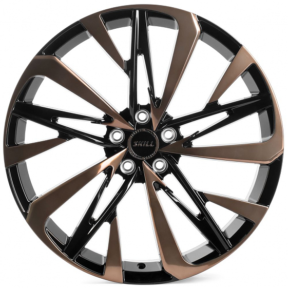 Кованые диски H230724H SKILL SL221-SK197 21 J8.5 ET35 5x114.3 60.1 чёрный глянцевый + полированные с: Фото 1