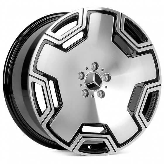 Кованые диски H260609A SKILL SL722-SK316 19 J8 ET52 5x112 66.6 чёрный глянцевый + полированные спицы: Фото 4