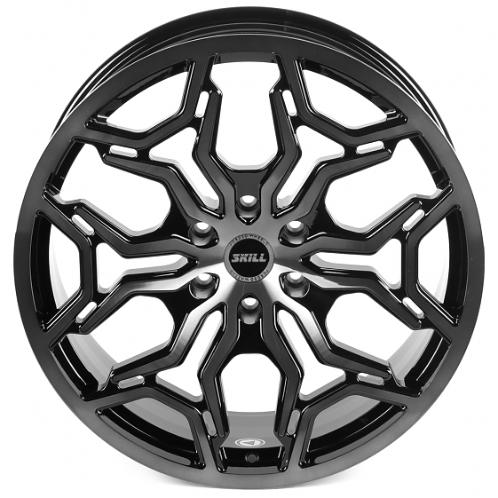 Кованые диски H241211H SV127-SK363 22 J9 ET19 6x139.7 77.8 чёрный глянцевый + полированные спицы + т: Фото 3