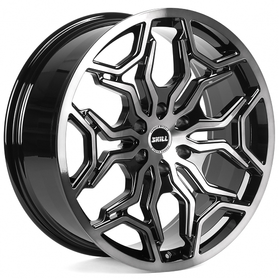 Кованые диски H241211H SV127-SK363 22 J9 ET19 6x139.7 77.8 чёрный глянцевый + полированные спицы + т: Фото 4