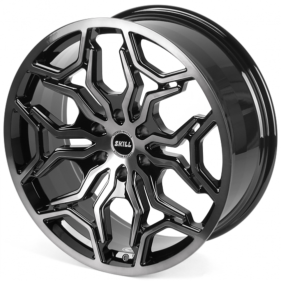 Кованые диски H241211H SV127-SK363 22 J9 ET19 6x139.7 77.8 чёрный глянцевый + полированные спицы + т: Фото 6