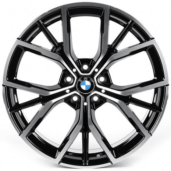 Литые диски 82600 BMW IVF-3010-H3010F 19 J8 ET30 5x112 66.5 черный глянец + полированые спицы: Фото 1